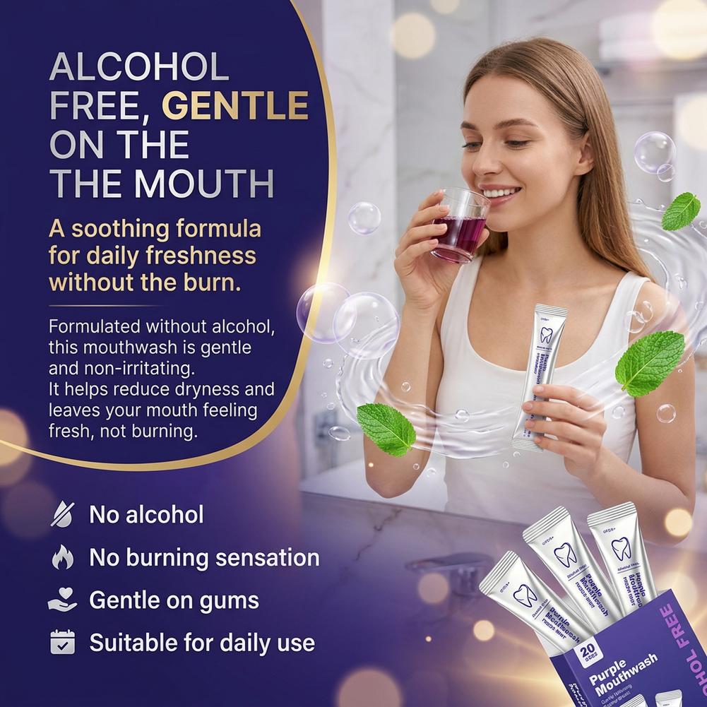 Teeth Whitening Mouthwash - غسول فم باللون البنفسجي لتنظيف الأسنان،