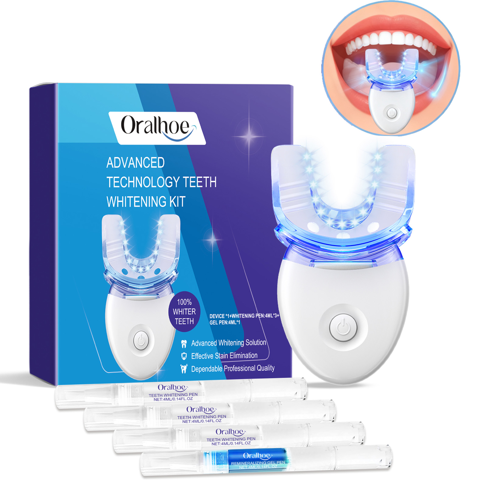 Teeth Whitening Kit - طقم إضاءة LED لتبييض الأسنان الاحترافي